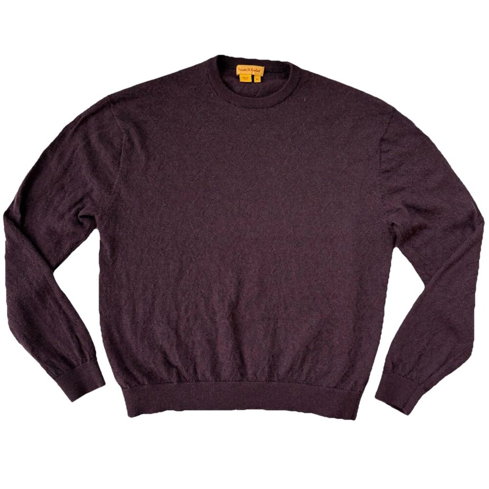 Tricots St Raphael Sweater Mens Size XL Burgundy Merino Wool Preppy Knit Grandpa